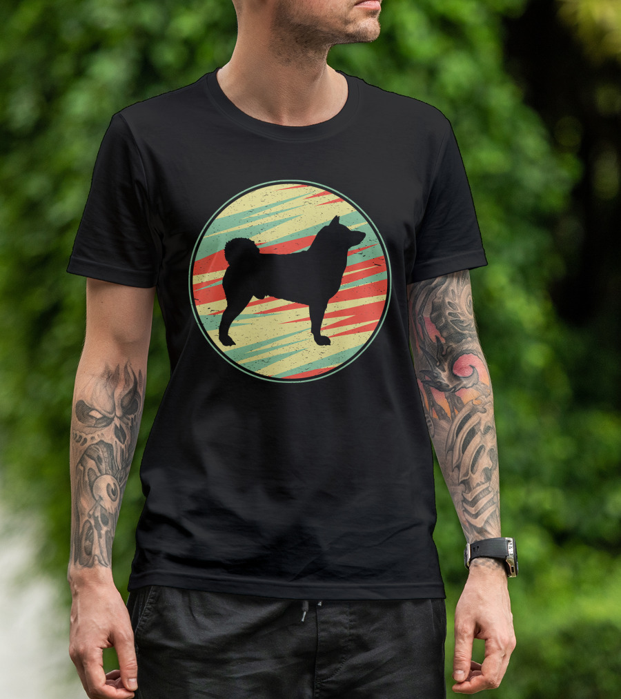 Akita Retro Vintage Silhouette Cute Do Circle T-Shirt