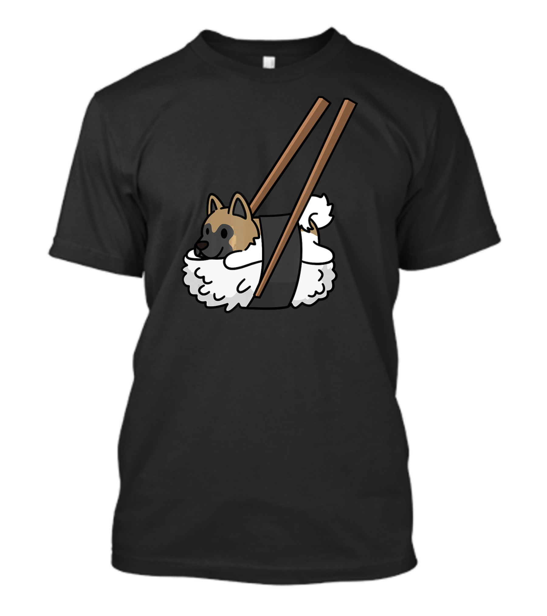 Akita Inu Sushi Roll With Chopsticks Funny Dog T-Shirt