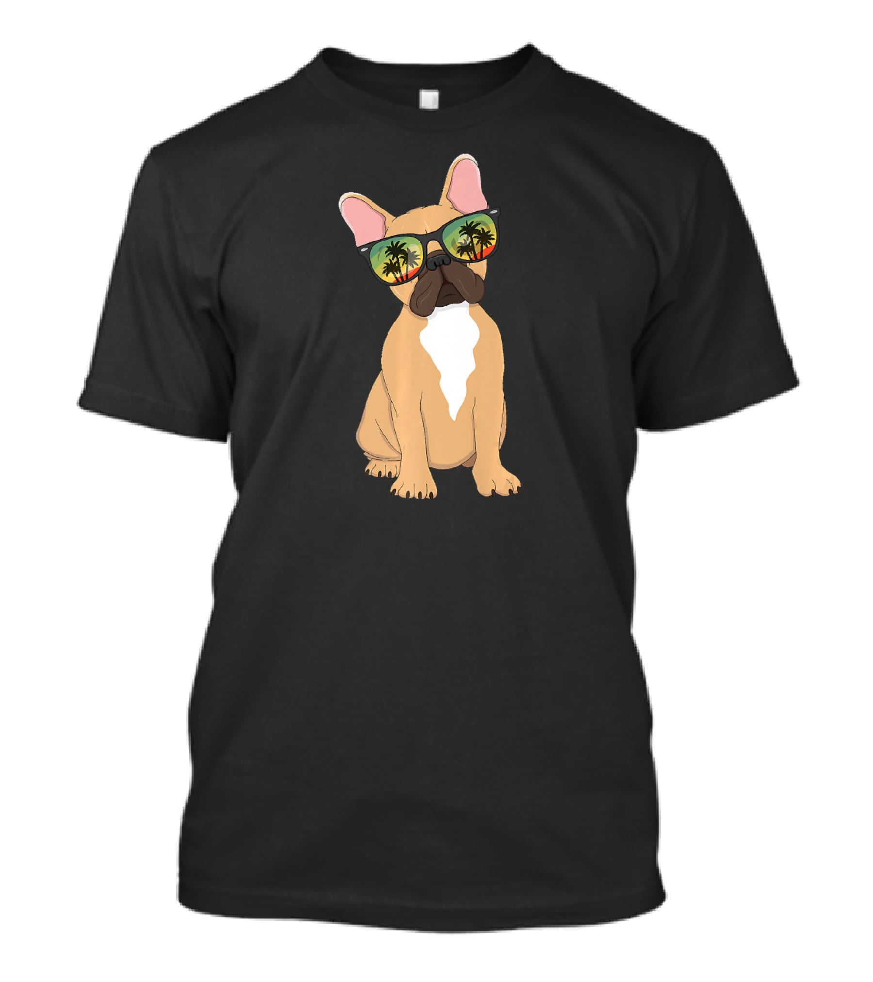 Aloha Beach French Bulldog With Vintage Sunglasses And Palm Trees T-Shirt