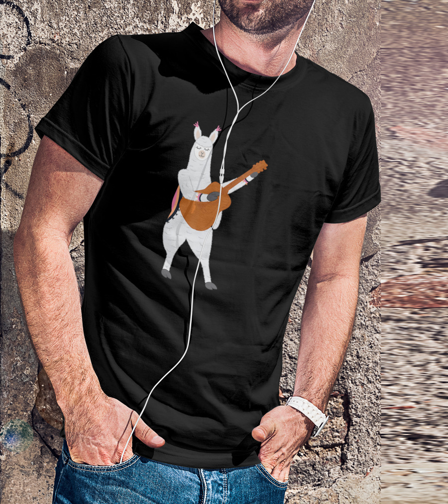 Alpaca Playing Classical Guitar Music With Llama T-Shirt
