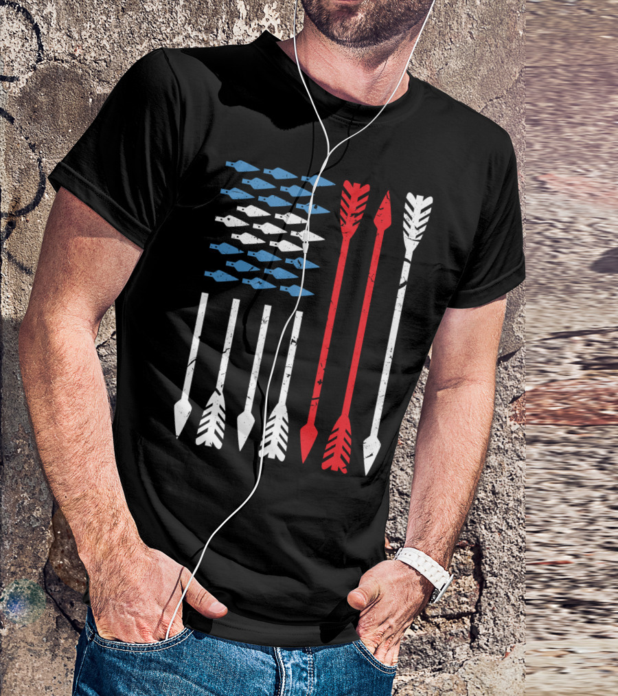 American Flag Arrow Archery Vintage Distressed Stars And Stripes Arrows T-Shirt