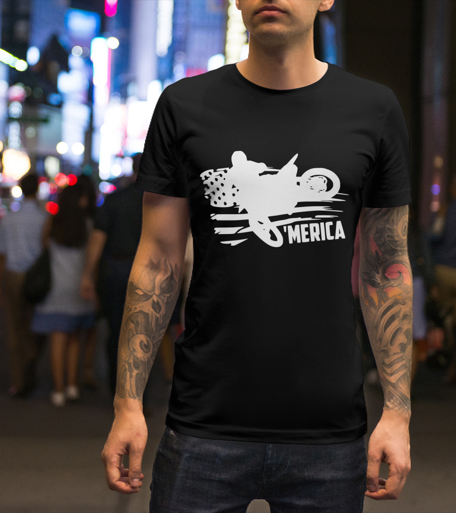 American Flag Dirt Bike 'Merica T-Shirt