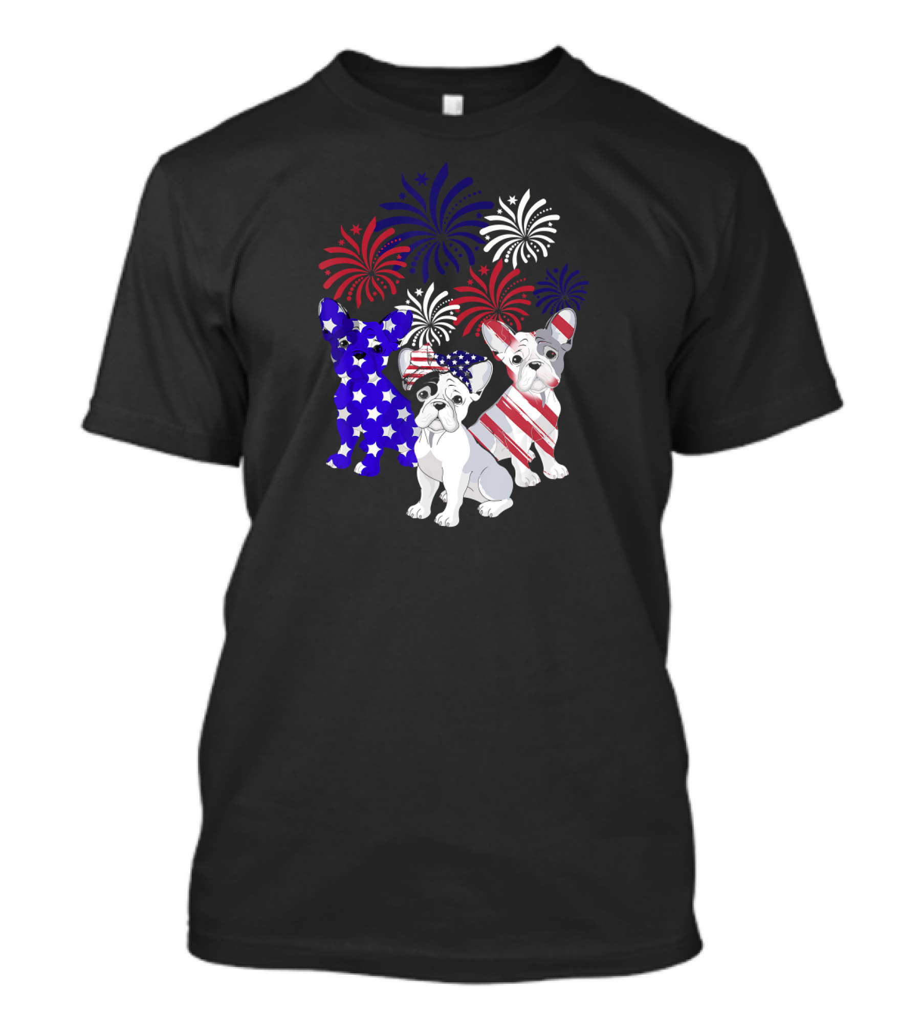American Flag French Bulldog Fireworks T-Shirt