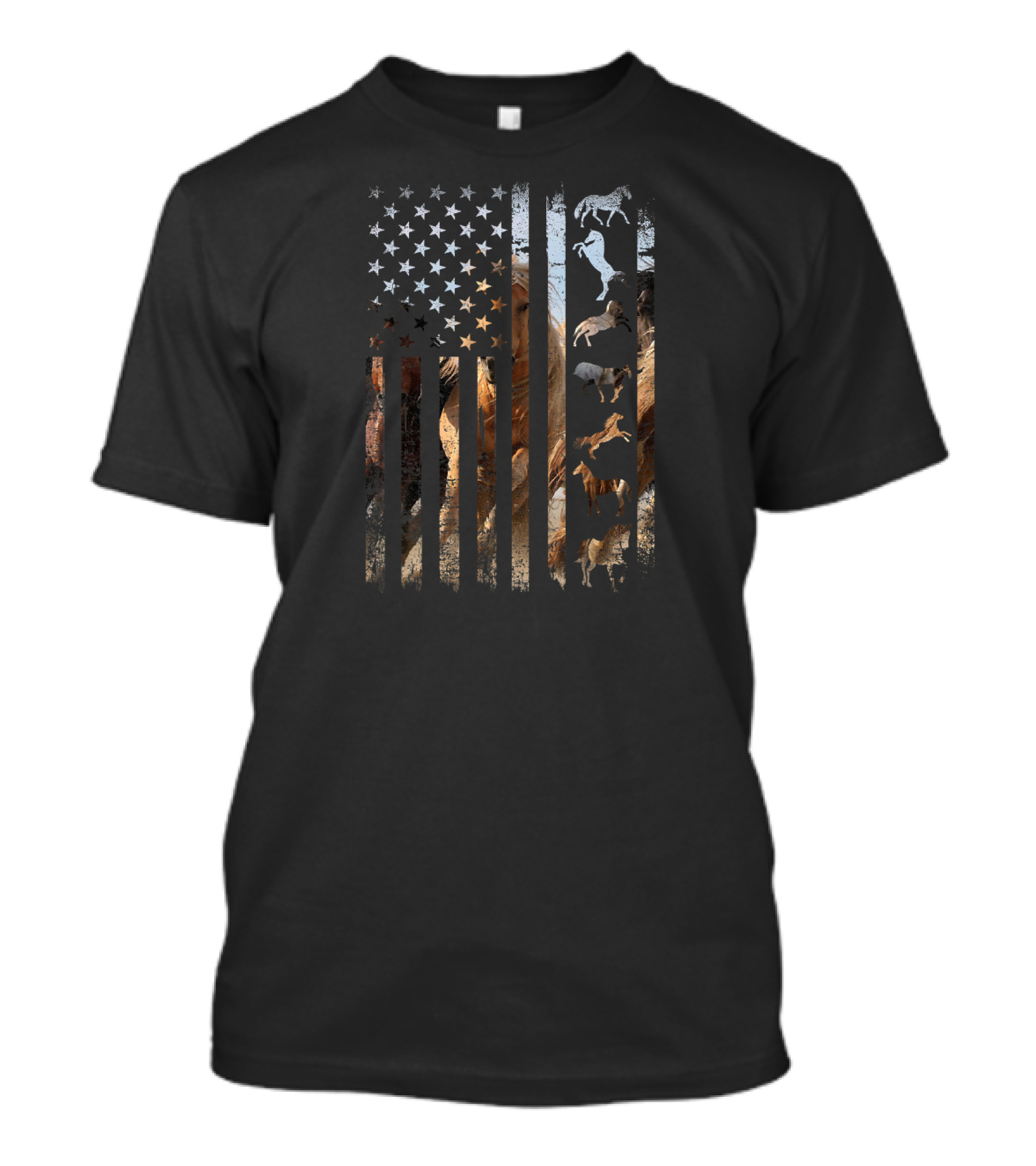American Flag With Wild Horses T-Shirt