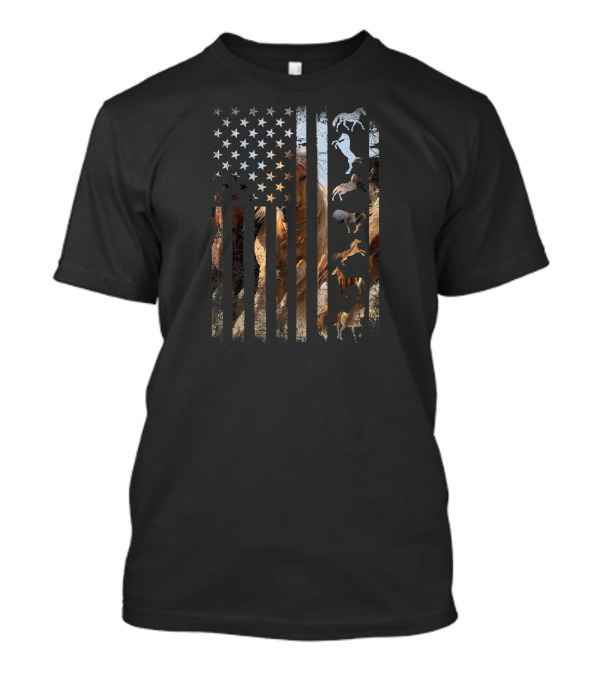American Flag With Wild Horses T-Shirt