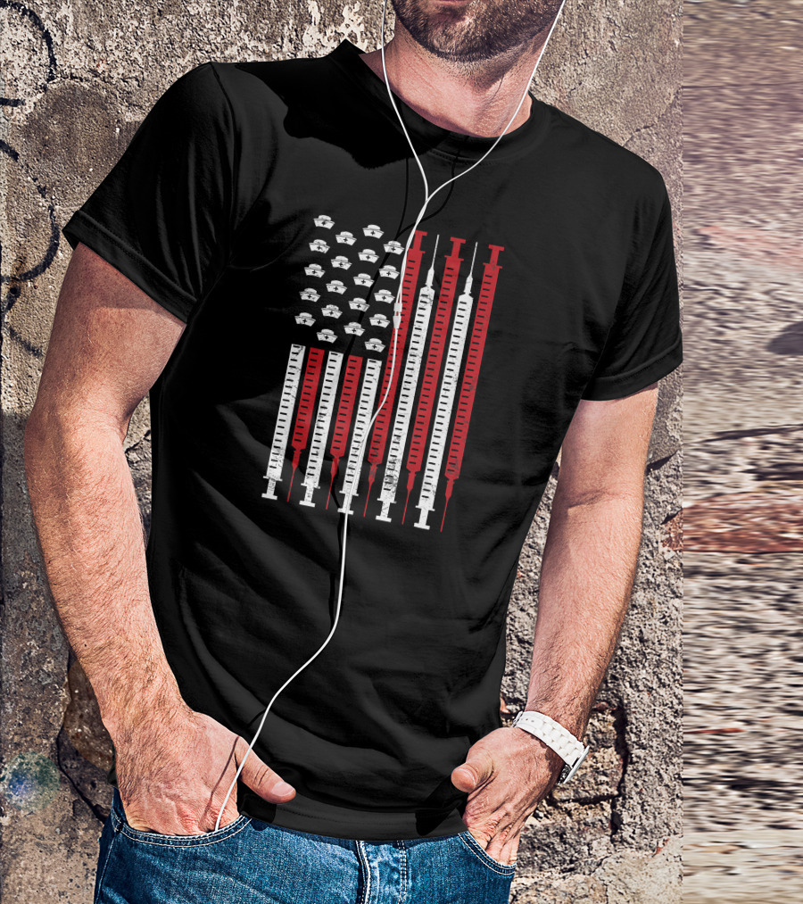 American Flag Syringe Nurse Patriotic T-Shirt