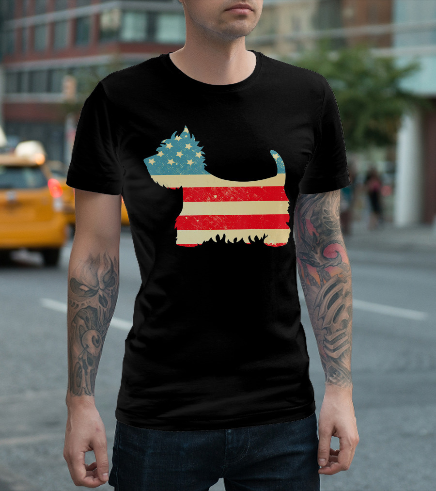 American Flag Vintage Westie T-Shirt