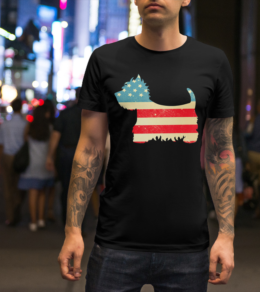 American Flag Vintage Westie T-Shirt