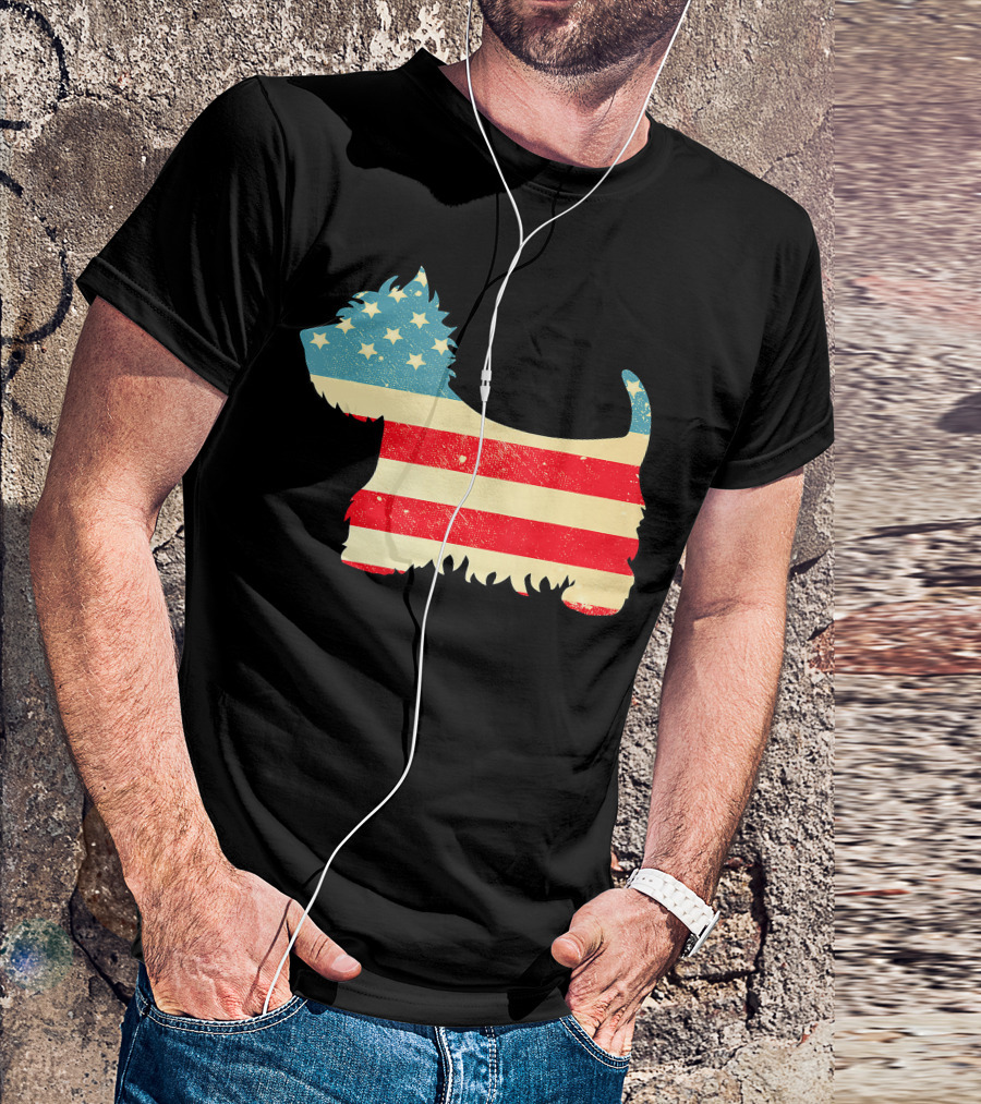 American Flag Vintage Westie T-Shirt