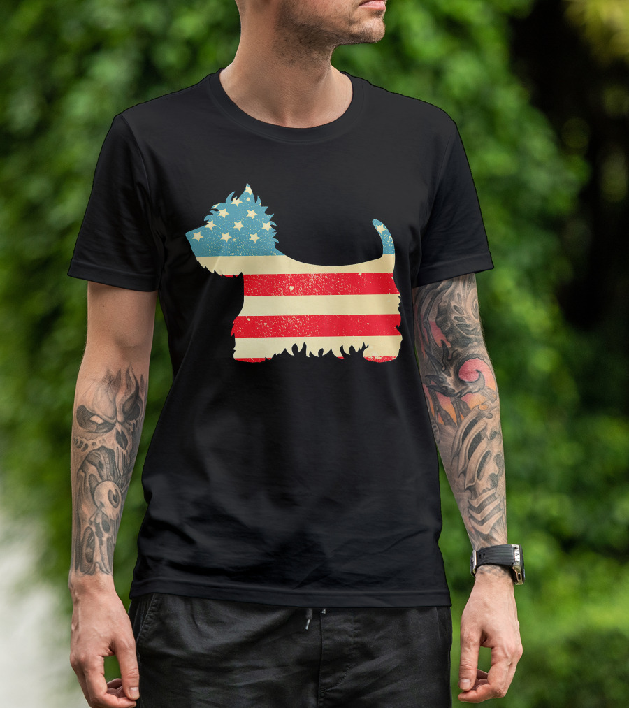 American Flag Vintage Westie T-Shirt