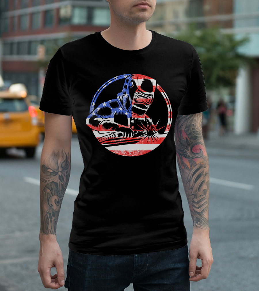 American Flag Welding USA Worker Welder T-Shirt