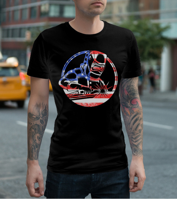 American Flag Welding USA Worker Welder T-Shirt