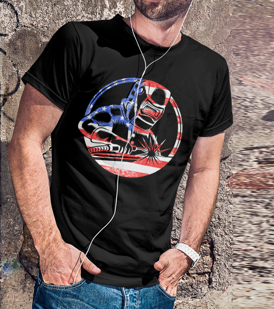 American Flag Welding USA Worker Welder T-Shirt