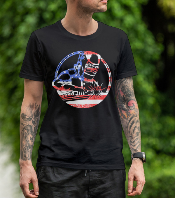 American Flag Welding USA Worker Welder T-Shirt