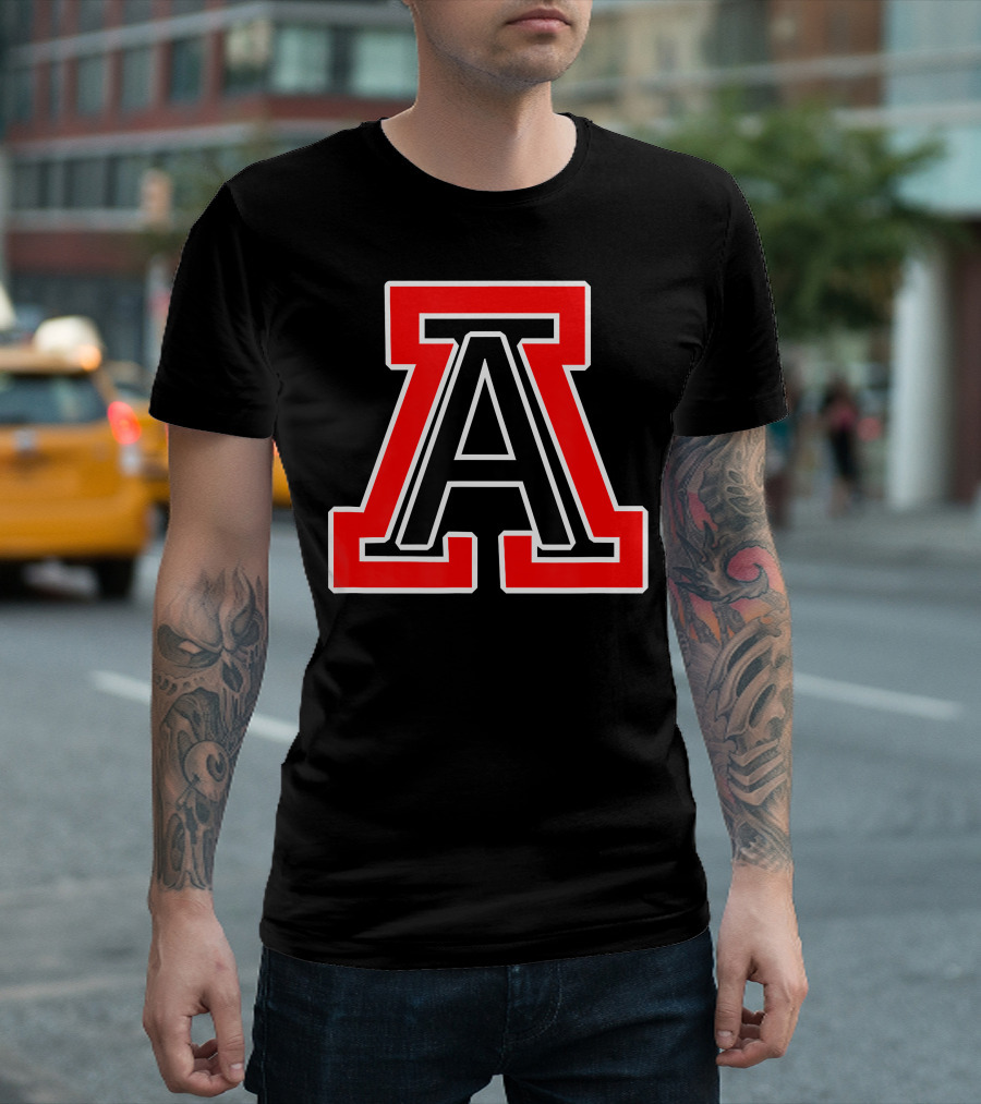 American Fork High School Bold Red And Black Letter A T-Shirt