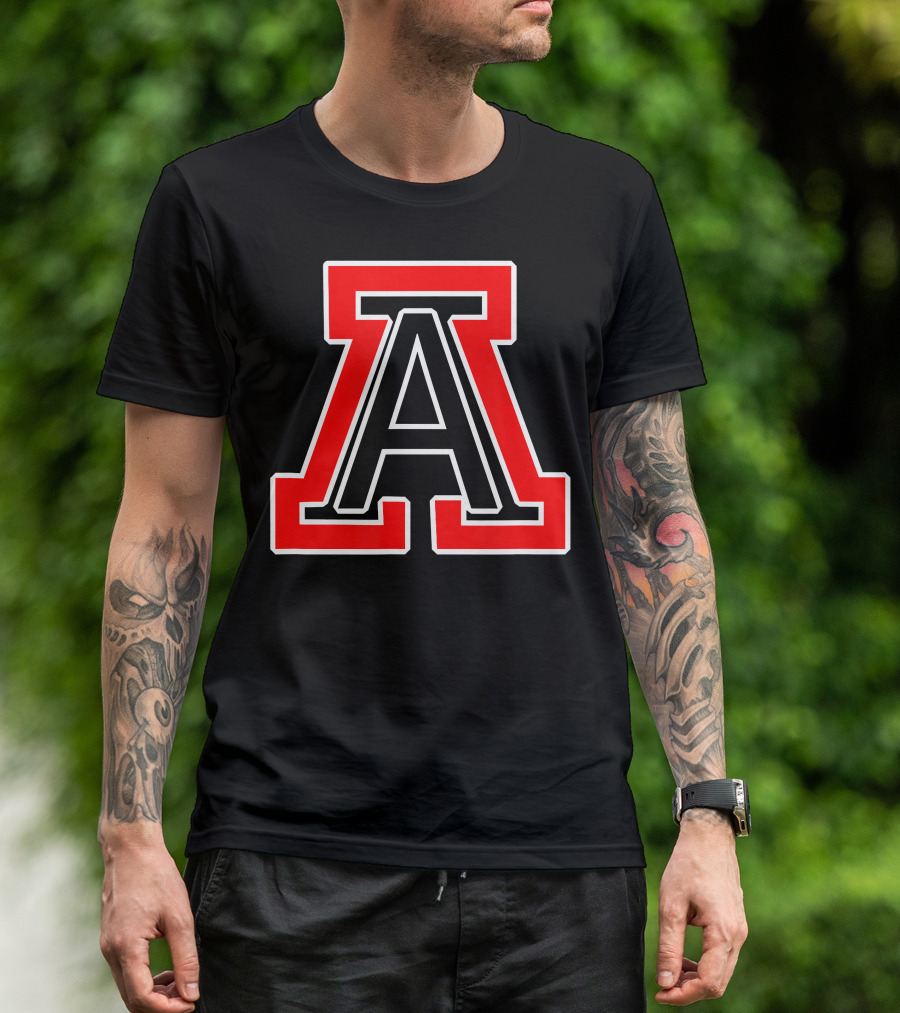 American Fork High School Bold Red And Black Letter A T-Shirt