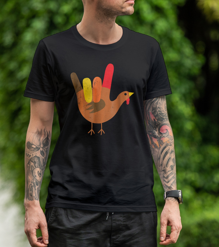 American Sign Language I Love You Thanksgiving Turkey T-Shirt