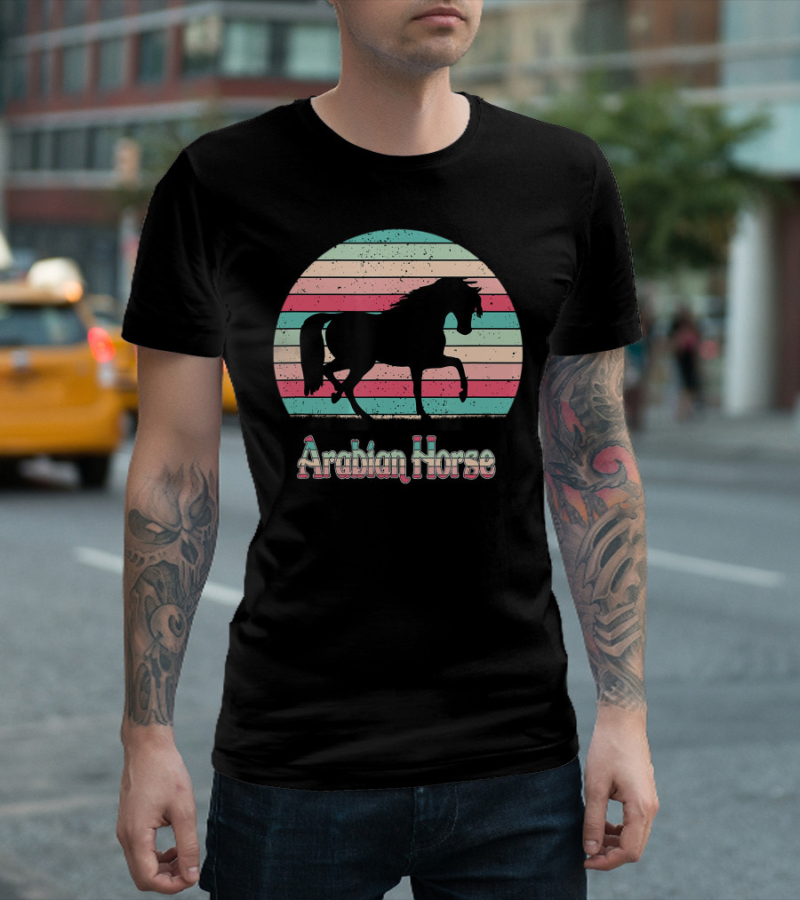 Arabian Horse Vintage Silhouette Sunset Stripes T-Shirt