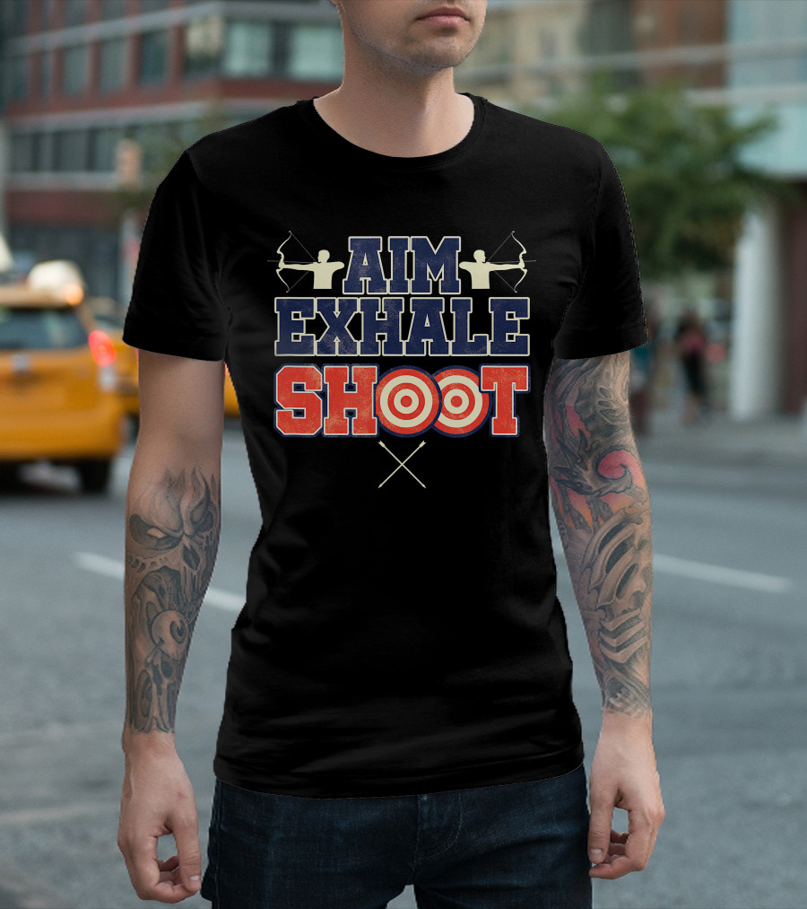 Aim Exhale Shoot Bow And Arrow Archery Target T-Shirt