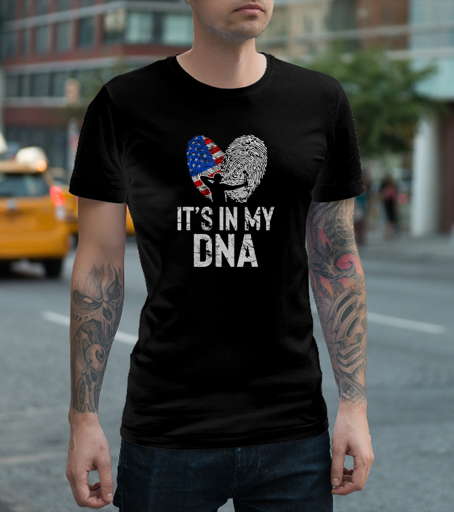 It's In My DNA Archery American Flag Fingerprint T-Shirt