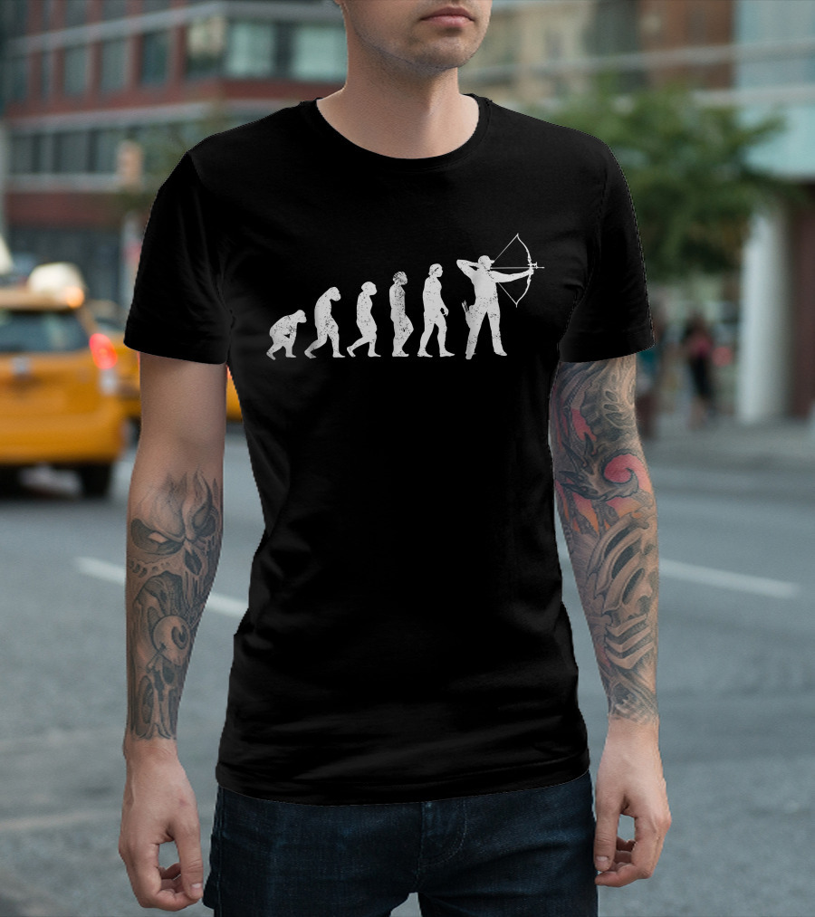 Archery Evolution Human Progression With Bow And Arrow T-Shirt