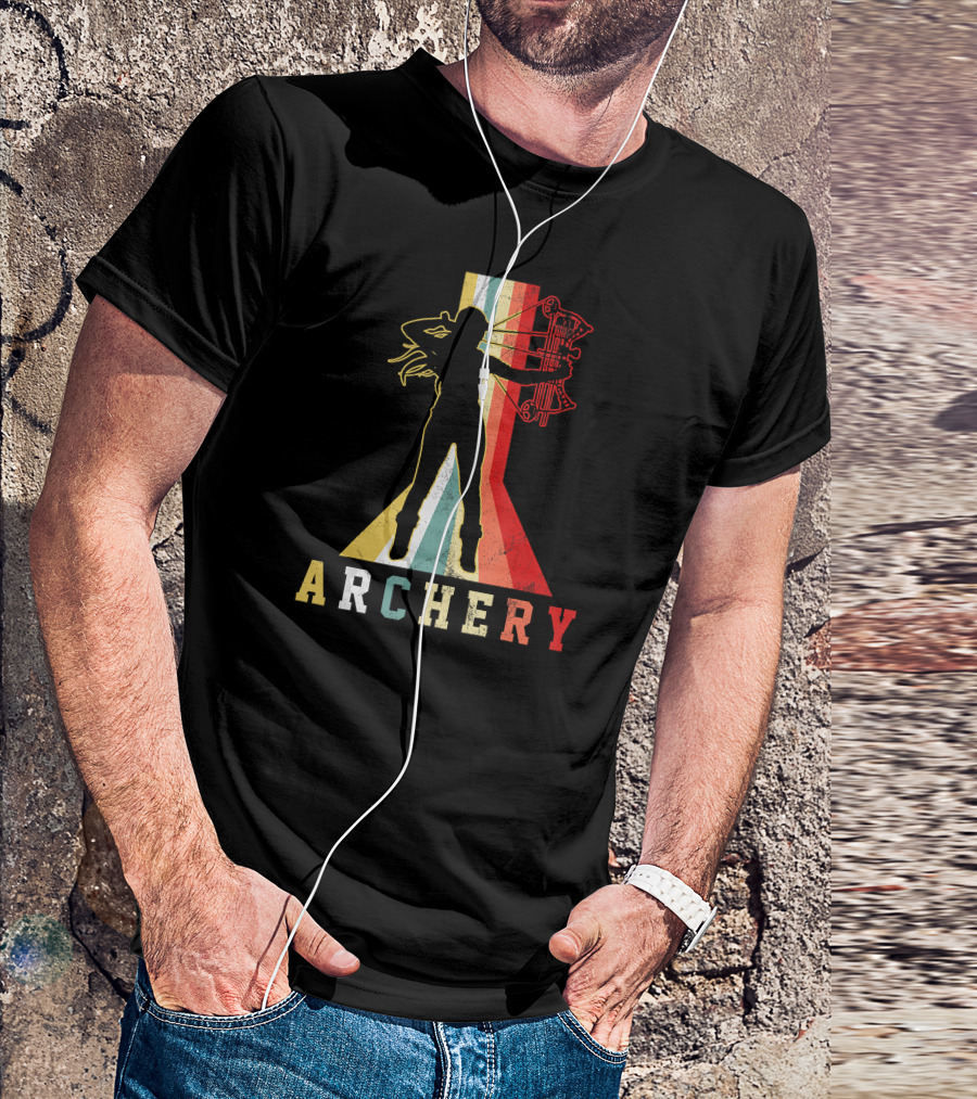 Archery Girl Silhouette With Bow Retro ABow Hunting T-Shirt