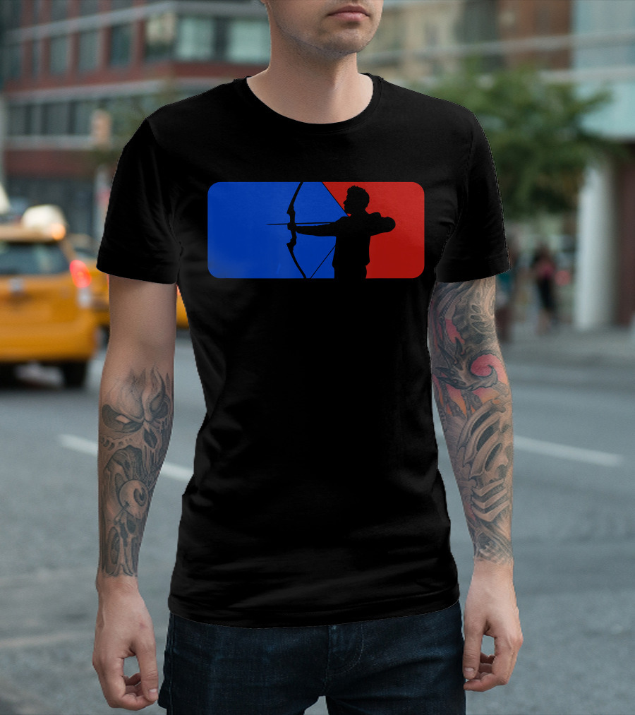 Archery Fans Lovers Bow Arrow Silhouette Red Blue T-Shirt