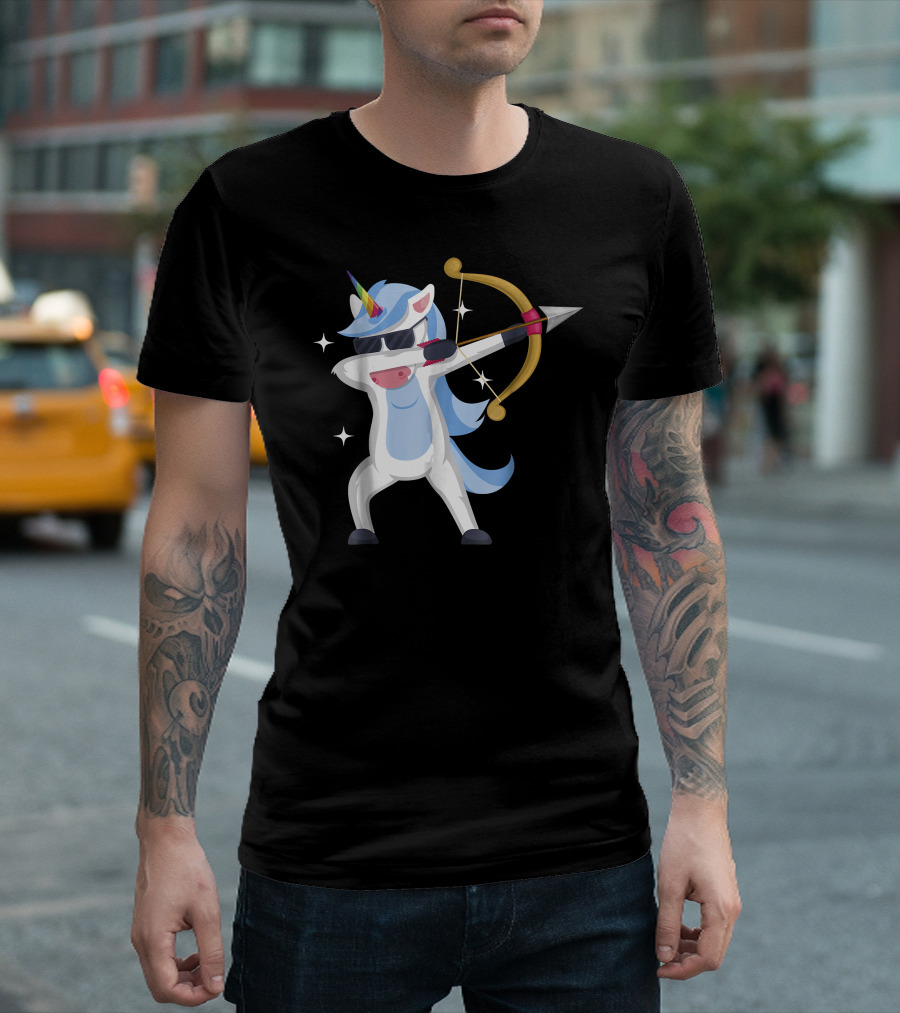 Unicorn Dabbing Archery Magic Arrow Bow T-Shirt