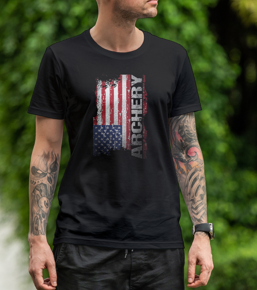 Archery American Flag Distressed Patriotic T-Shirt