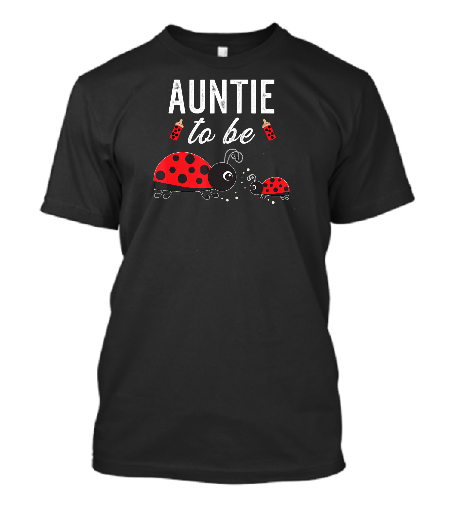 Auntie To Be Ladybug Baby Shower With Red Baby Bottles T-Shirt