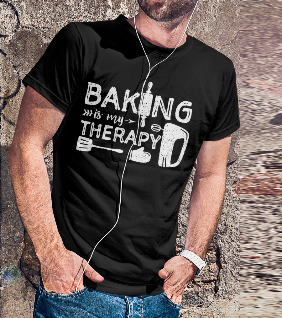 Baking Is My Therapy Rolling Pin Mixer Spatula Oven Mitt T-Shirt