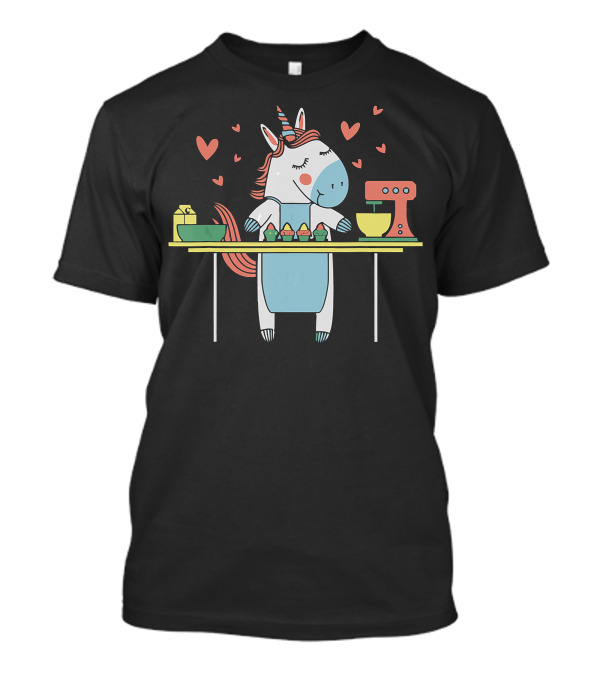 Baking Unicorn Cupcakes With Hearts And Mixer T-Shirt