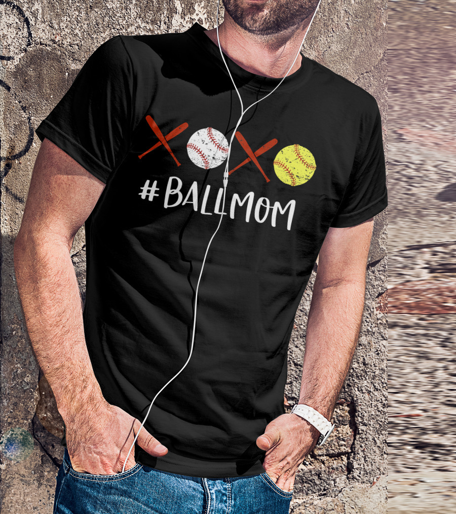 Ball Mom Baseball Softball XOXO T-Shirt