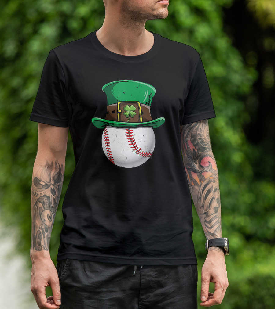 Leprechaun Hat Baseball With Shamrock Stitching T-Shirt