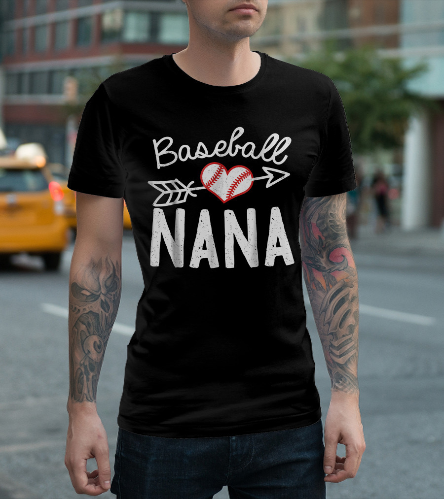 Baseball Nana Heart And Arrow Stitch T-Shirt