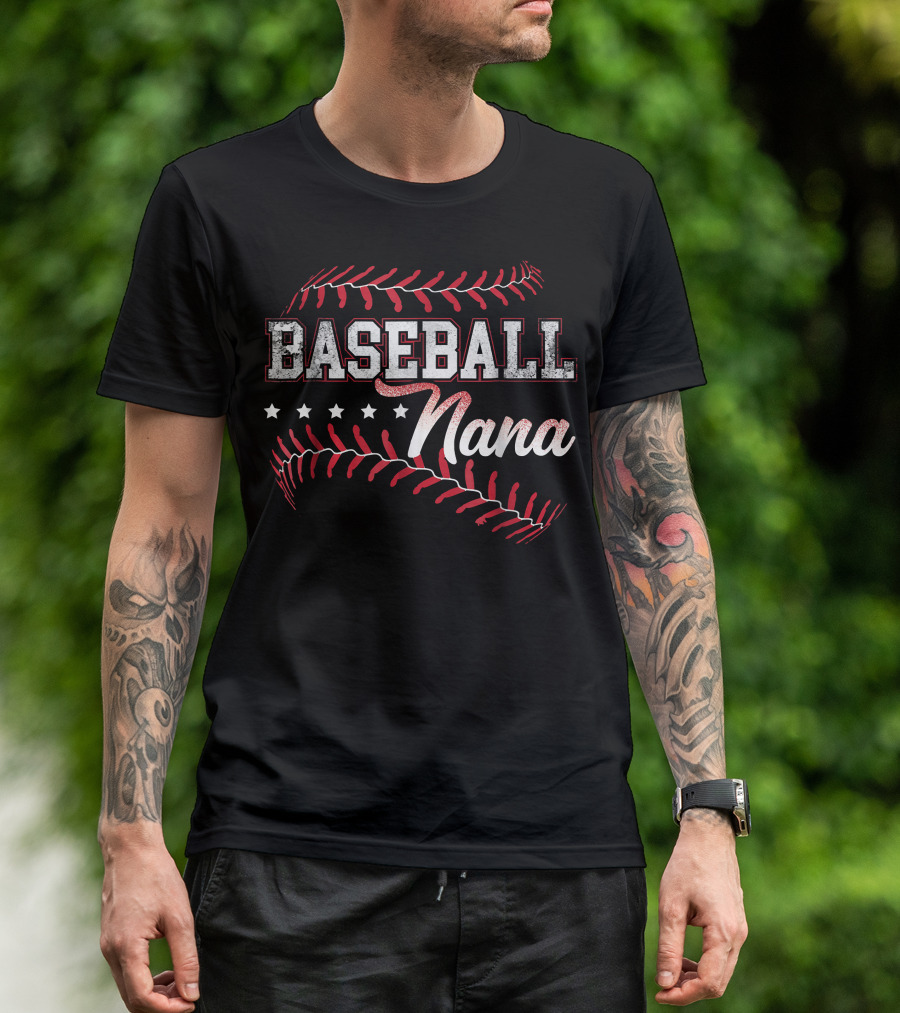 Baseball Nana Baseball Grandma Baseball Stitch T-Shirt