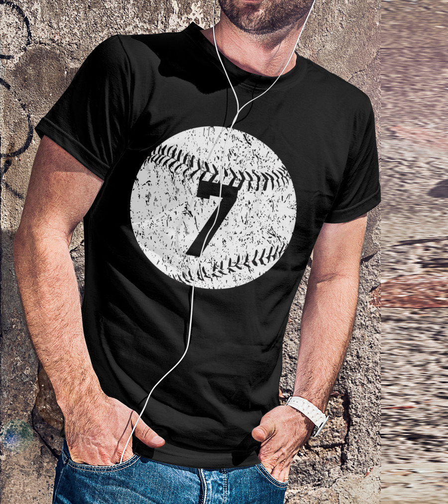 Number 7 Baseball Stitching T-Shirt