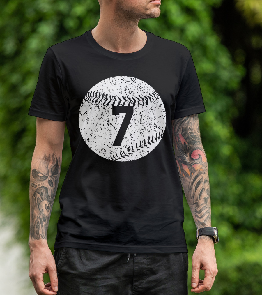 Number 7 Baseball Stitching T-Shirt