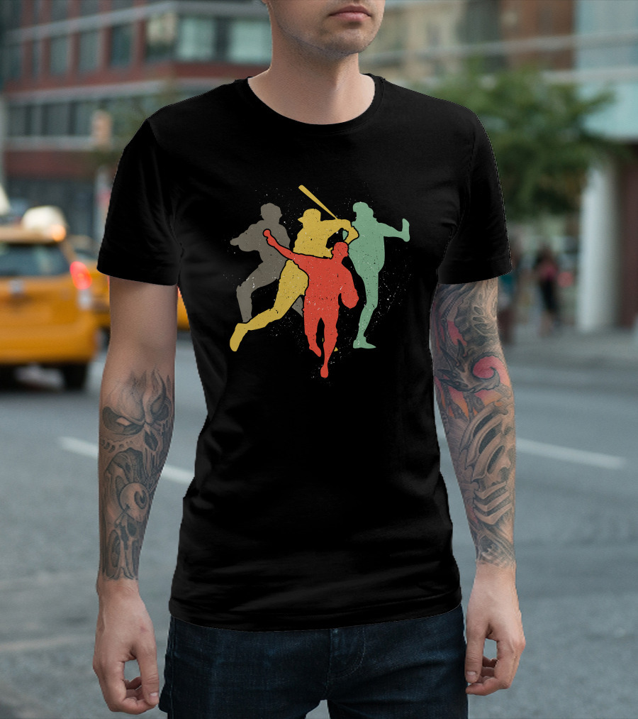 Baseball Vintage Retro Catcher Batter Pitcher T-Shirt