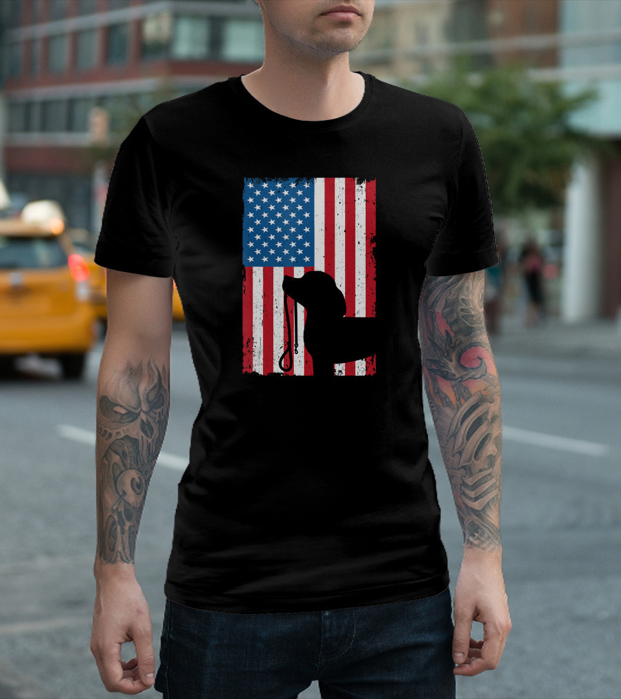 Beagle Silhouette American Flag Patriotic T-Shirt