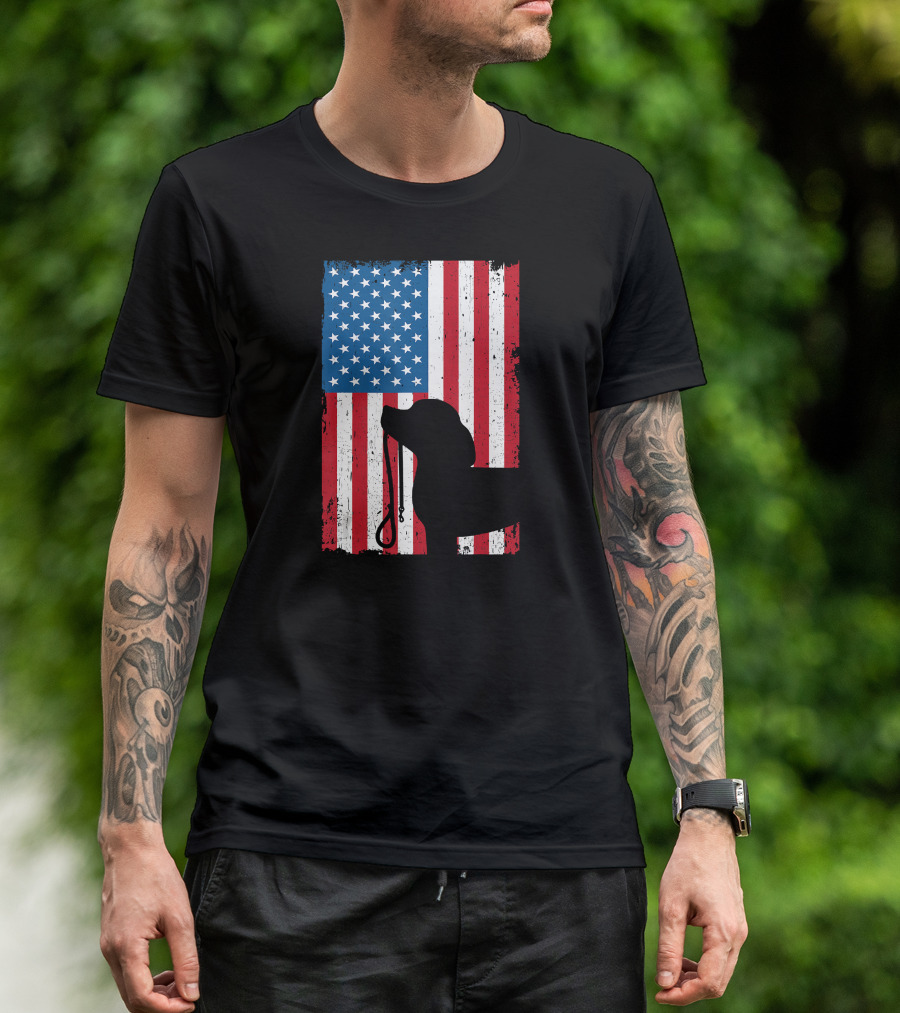 Beagle Silhouette American Flag Patriotic T-Shirt