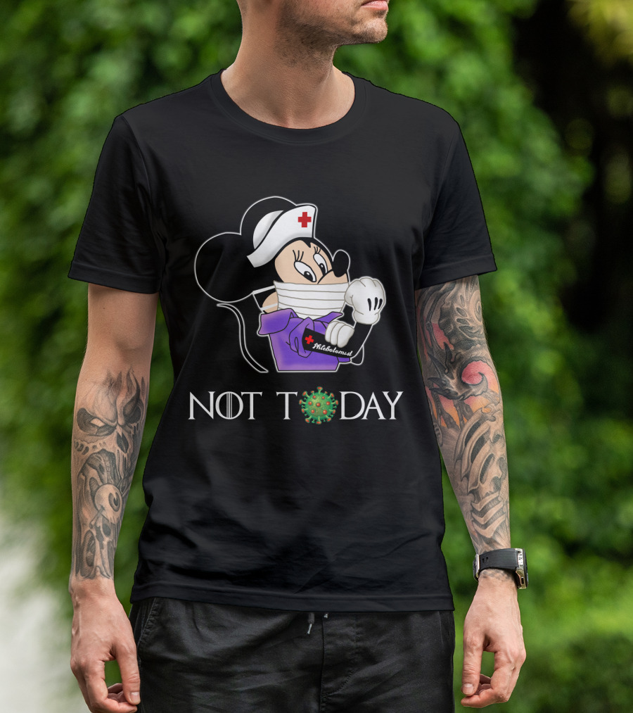 Phlebotomist NOT TODAY Nurse Character With Mask Virus T-Shirt