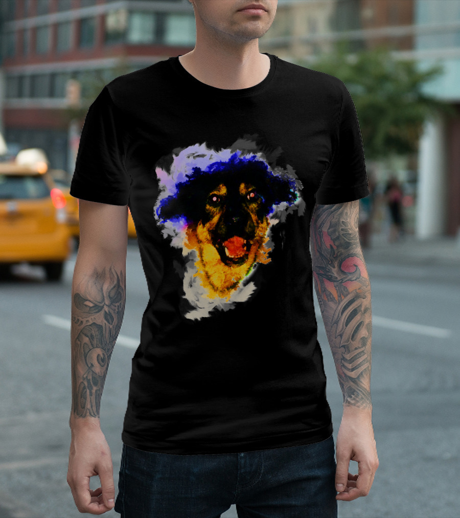 Colorful Dog Happy Sketch Portrait Vibrant Expression T-Shirt