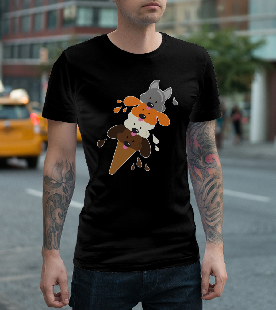 Dog Days of Summer Ice Cream Cone Canine Scoop Stack T-Shirt