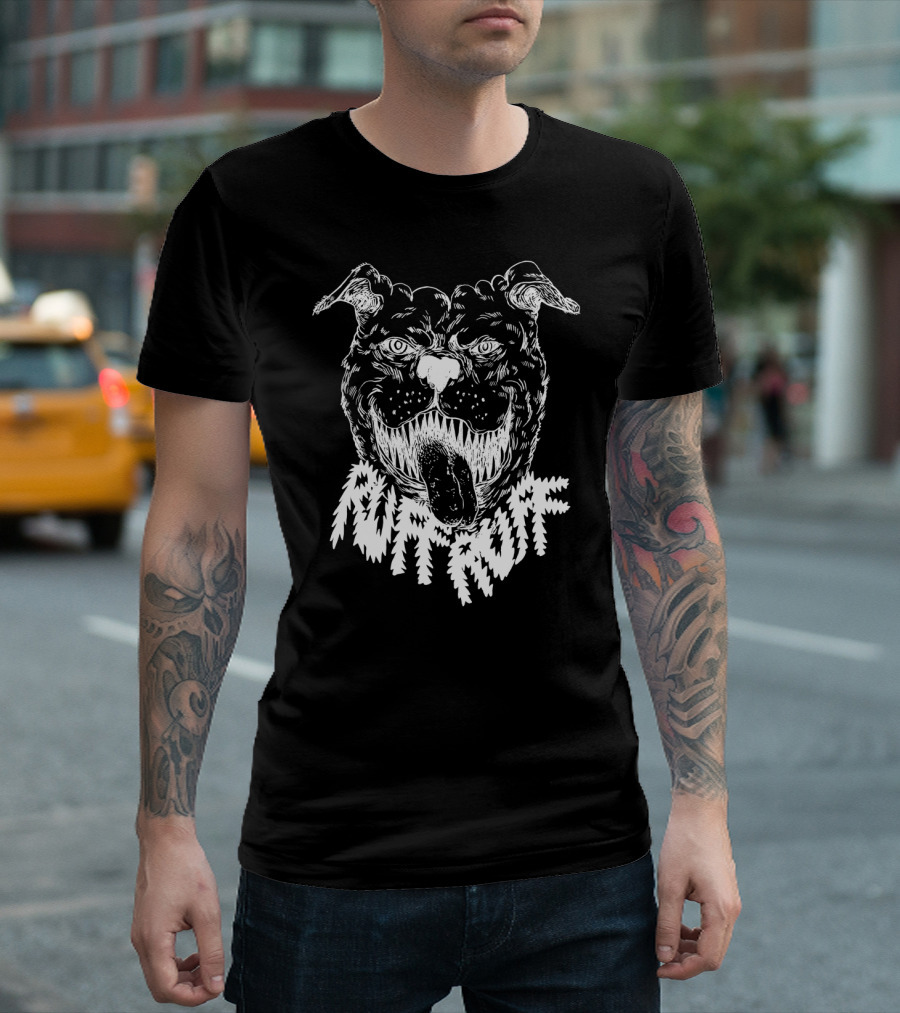 Ruff Ruff Fierce Dog Illustration with Aggressive Expression T-Shirt