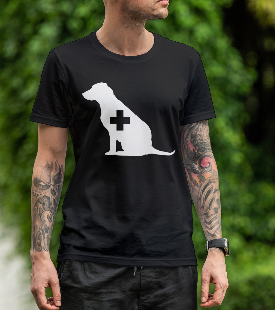Support Dog Silhouette With Medical Cross T-Shirt