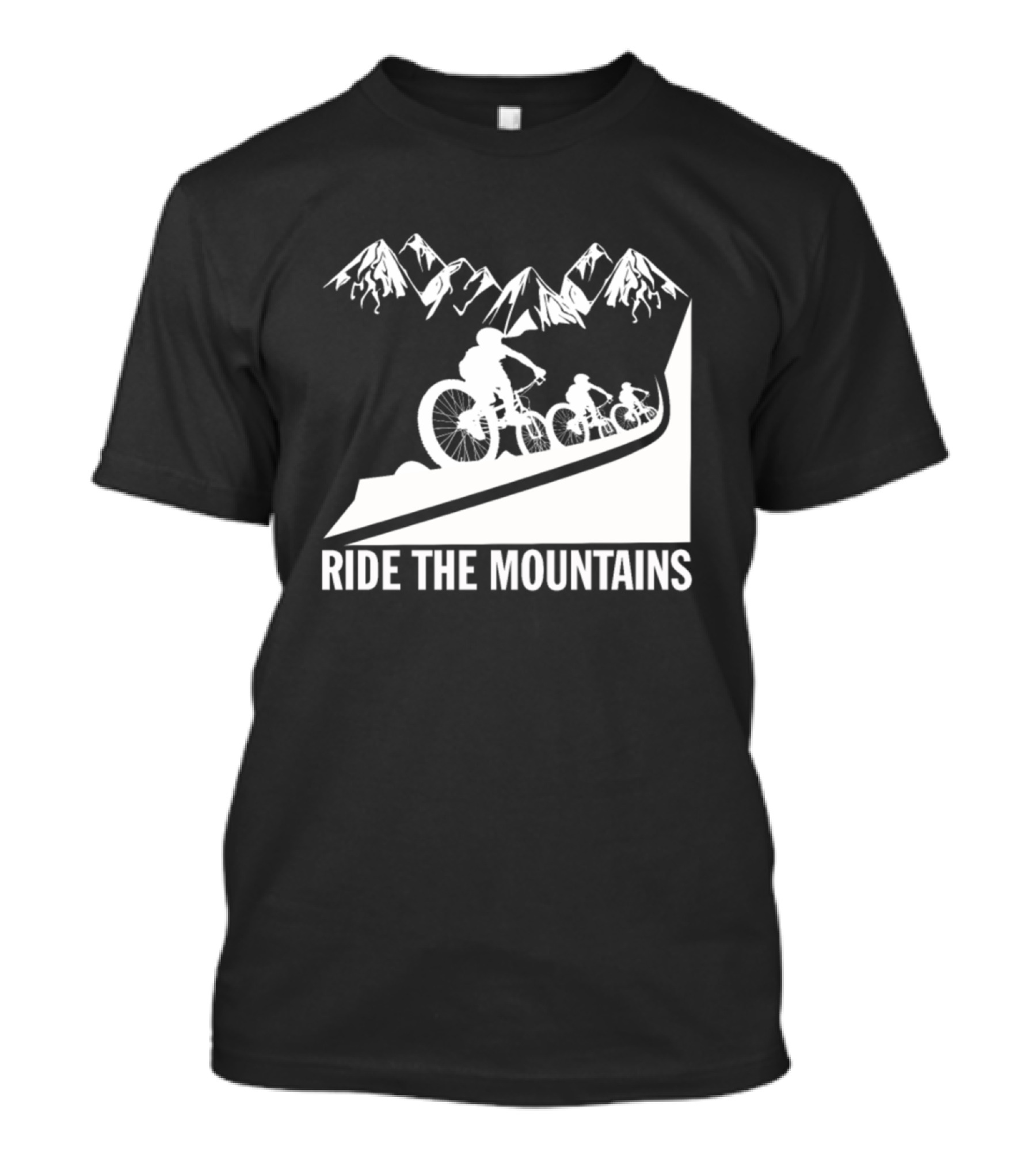 Ride The Mountains MTB Cycling Adventure With Mountain Biking Silhouette And Peaks T-Shirt