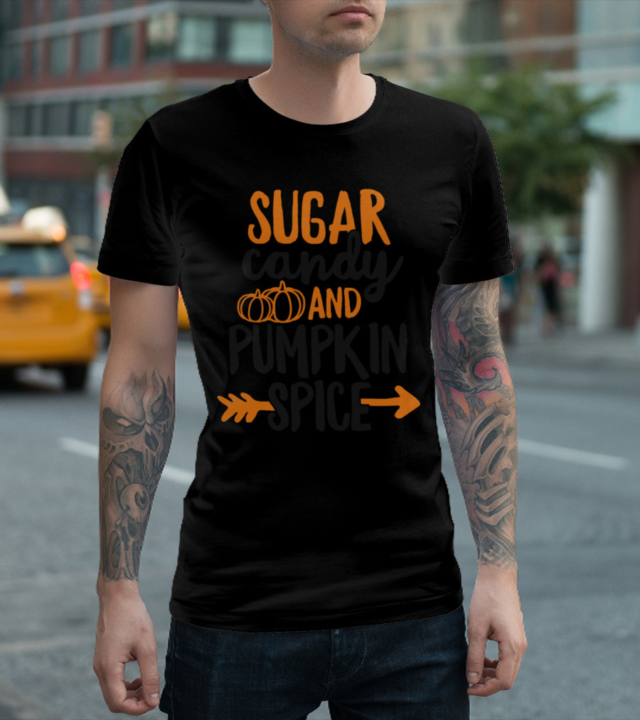 Sugar Candy And Pumpkin Spice Fall Pumpkins Arrow T-Shirt
