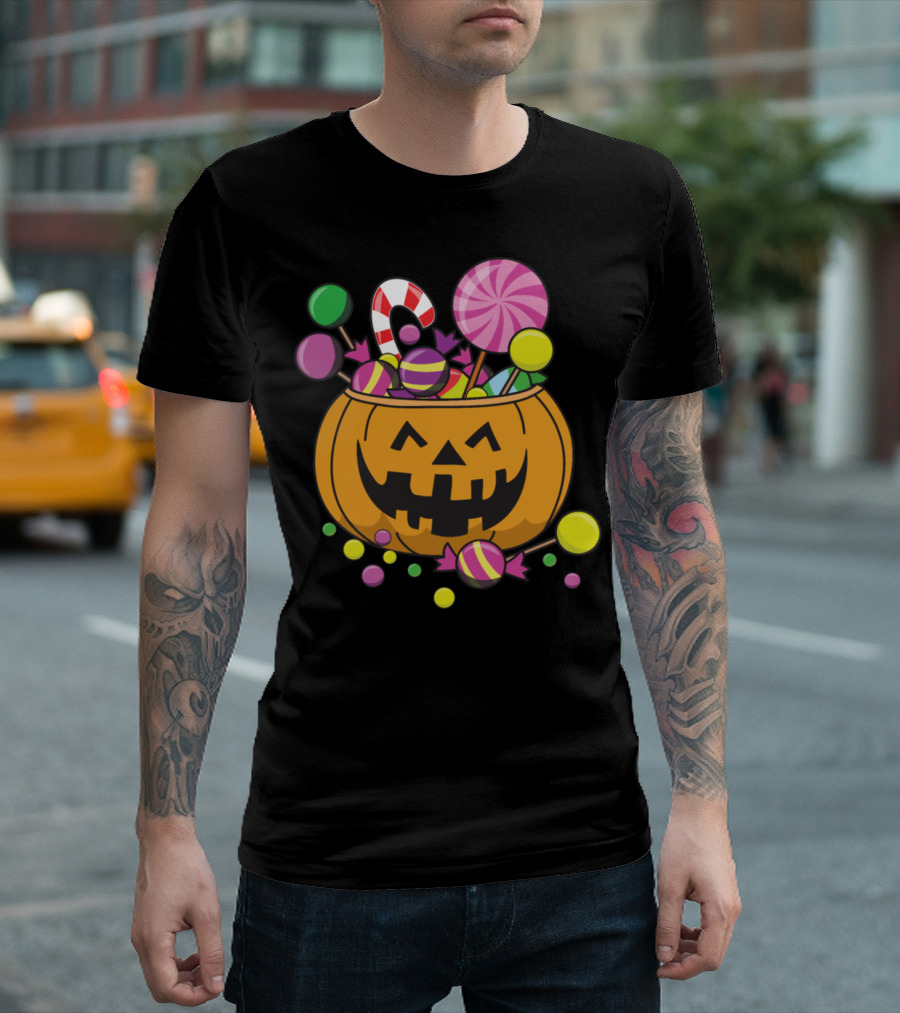 Halloween Pumpkin Candy Lollipop Trick or Treat Sweets T-Shirt
