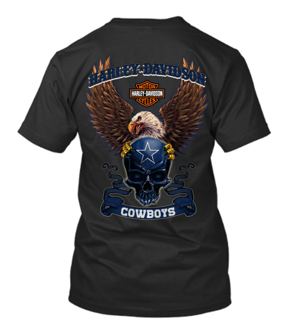 Harley Davidson Cowboys Motorcycles Eagle Skull Star T-Shirt